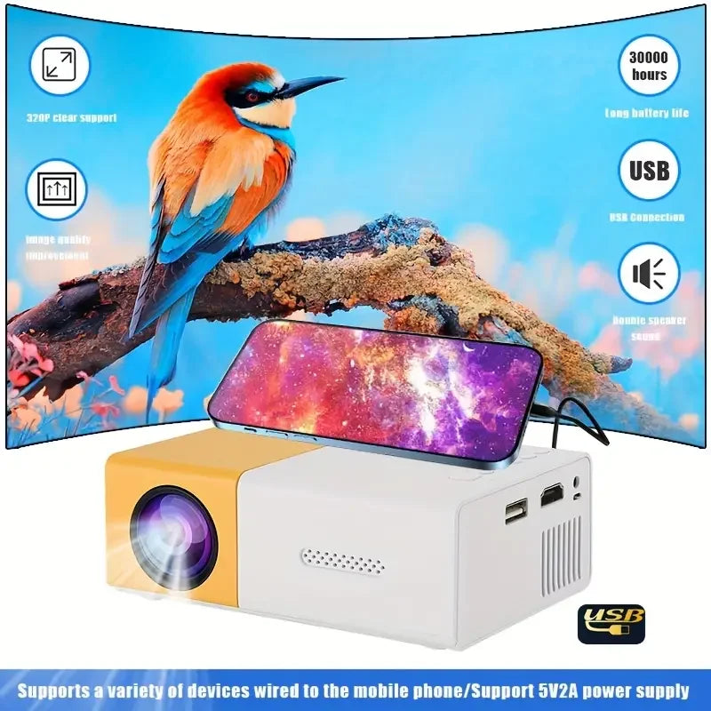 LED Home Theater Projector Small portable outdoor projector 300 lumens Home Theater Outdoor camping office meeting