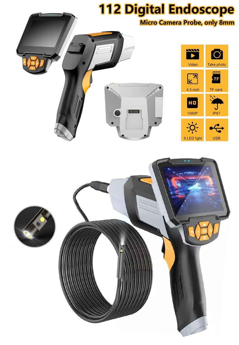 4.3in 1080P Full HD Screen Industrial Rotary Piping Controlled Endoscope Automotive Boroscope For Car Inspection Device Camera