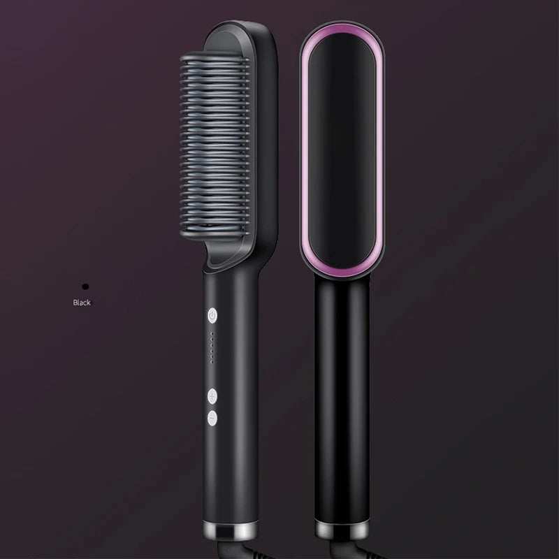 Professional Electric Hair Straightener Brush Heated Comb Straightening Combs Men Beard Hair Straight & Curly Styling Tools