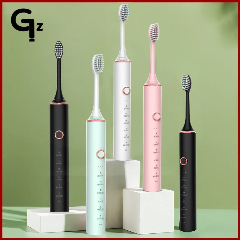 New N100 Sonic Electric Toothbrush Adult Timer Brush 6 Mode USB Charger Rechargeable Tooth Brushes Replacement Heads Set