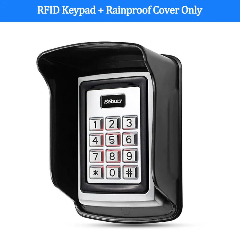 Sebury RFID Keyboard Metal Access Control Keypad Waterproof Cover Outdoor Door Opener Electronic Lock System 10pcs EM4100 Keyfob