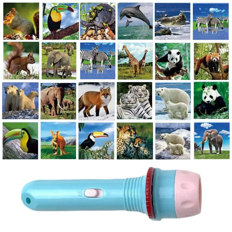 Kids Slide Projector Animal Fruit Cartoon Projection Flashlight Toy Educational Homeschool Early Education Projector