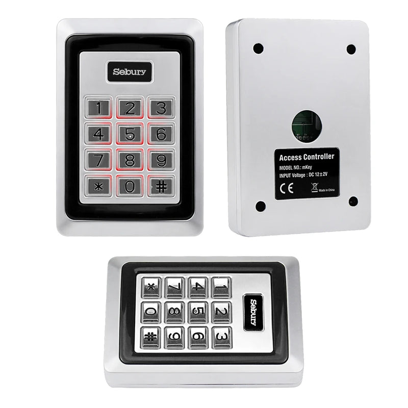 Sebury RFID Keyboard Metal Access Control Keypad Waterproof Cover Outdoor Door Opener Electronic Lock System 10pcs EM4100 Keyfob