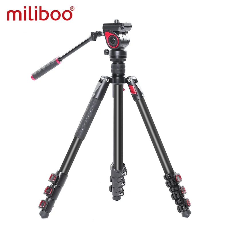 miliboo MUFA-BK Professional Photographic Travel Compact Aluminum Heavy Duty Tripod Monopod&Fluid Head for Digital DSLR Camera