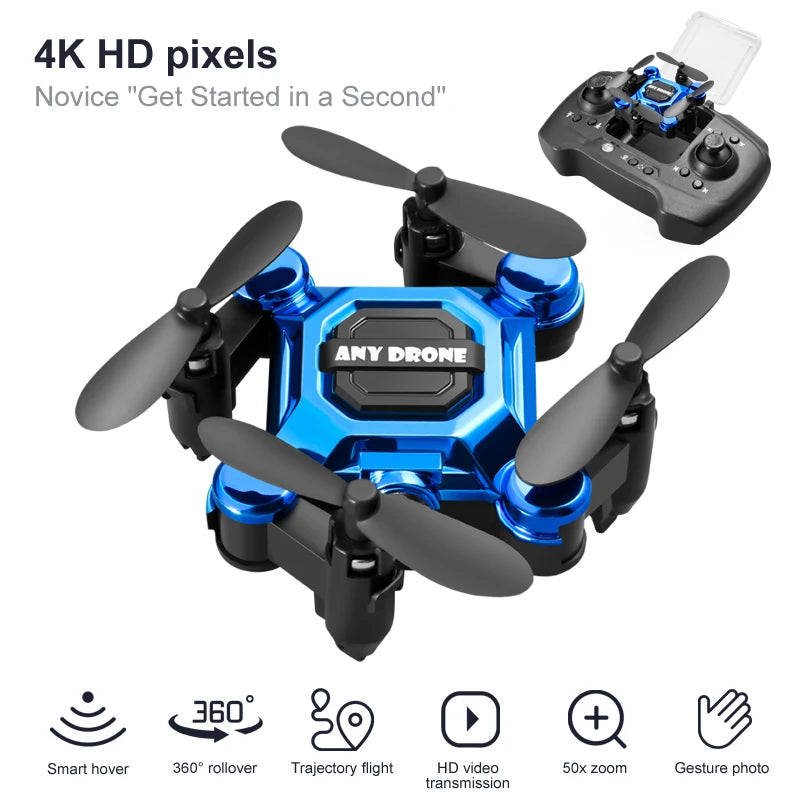 4K Mini Folding Remote Control Quadcopter Smart Suspension 360 Degree Rotating One Key Return Aerial RC Drone Toys For Kids Gift