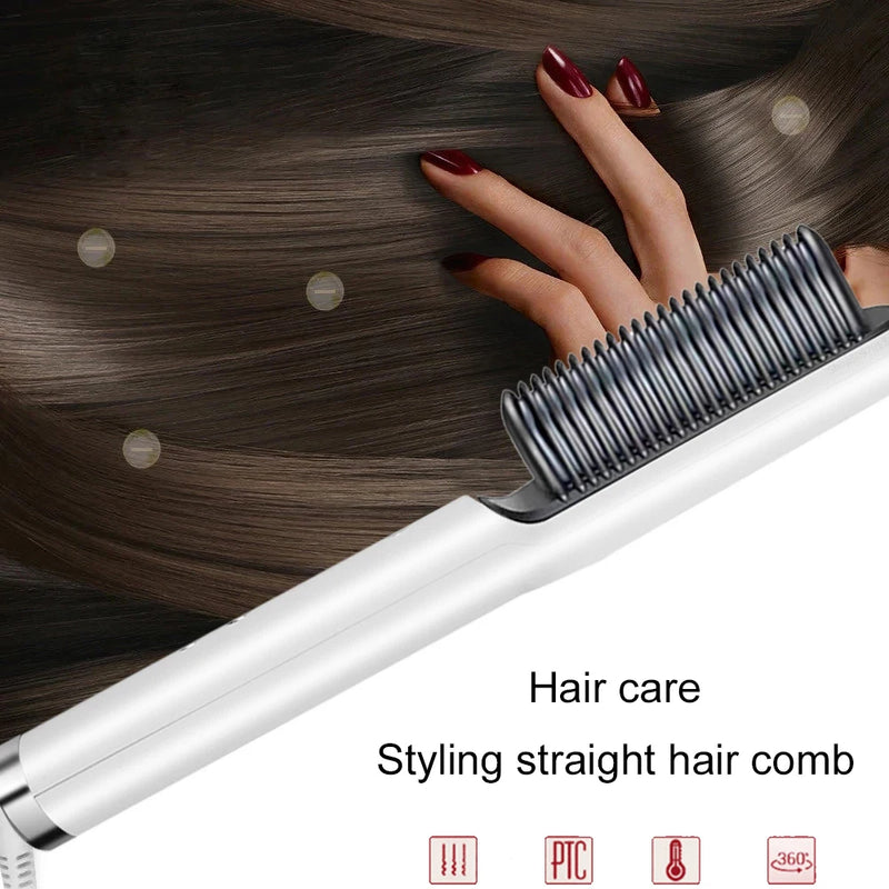 Electric Women's Hair Straightening Brush Electrical Curler Brushes For Hair Rotating Hot Comb Straightener For Wig