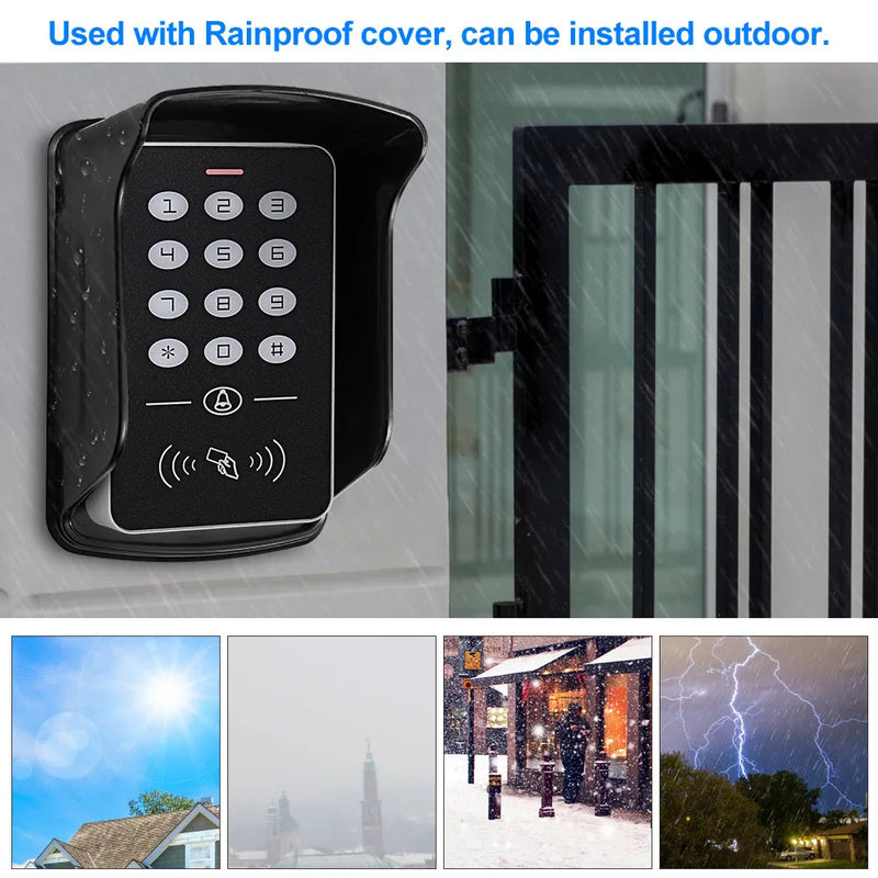 OBO Standalone Access Control Keypad RFID Keyboard System Waterproof Outdoor Cover 125KHz Controller Card Reader 10pcs Keyfobs