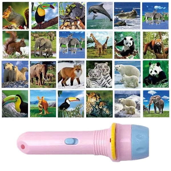 Kids Slide Projector Animal Fruit Cartoon Projection Flashlight Toy Educational Homeschool Early Education Projector