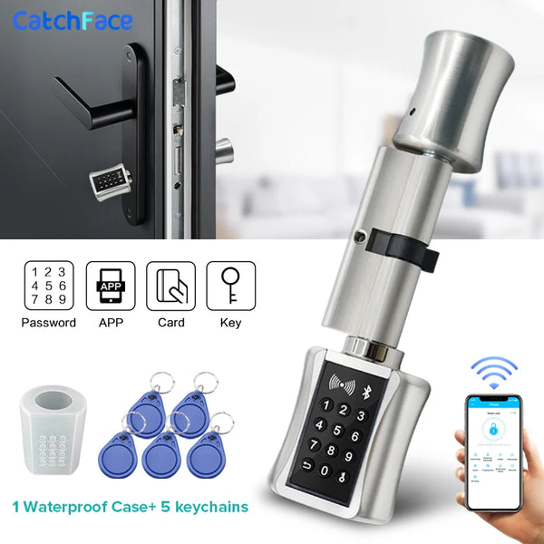 TTLock Waterproof Bluetooh Cylinder Smart Lock Remote Control Keyless Electronic Door Lock APP Wifi Digital Code RFID Card Lock