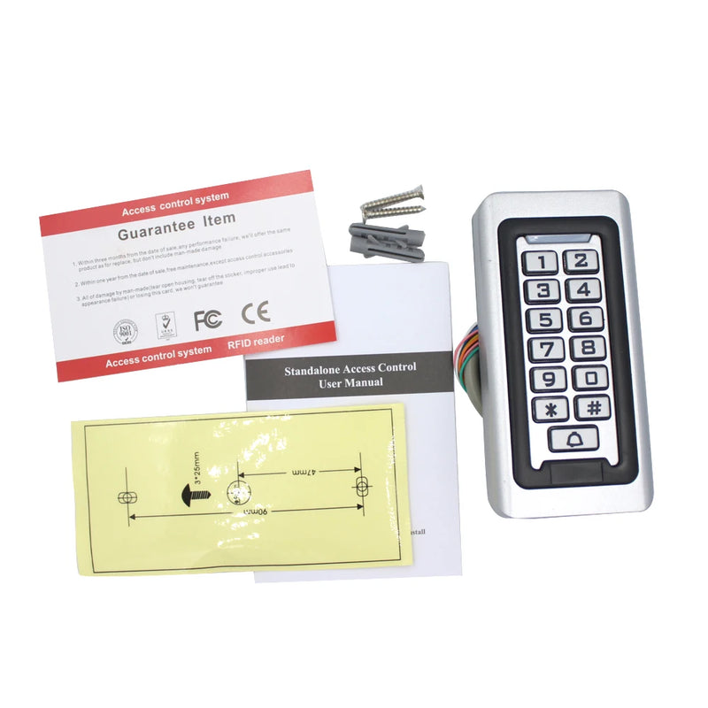 Backlight RFID Metal Keypad Door Access Control System Wiegand 26/34 IP68 Waterproof Proximity Card Standalone With 2000 Users