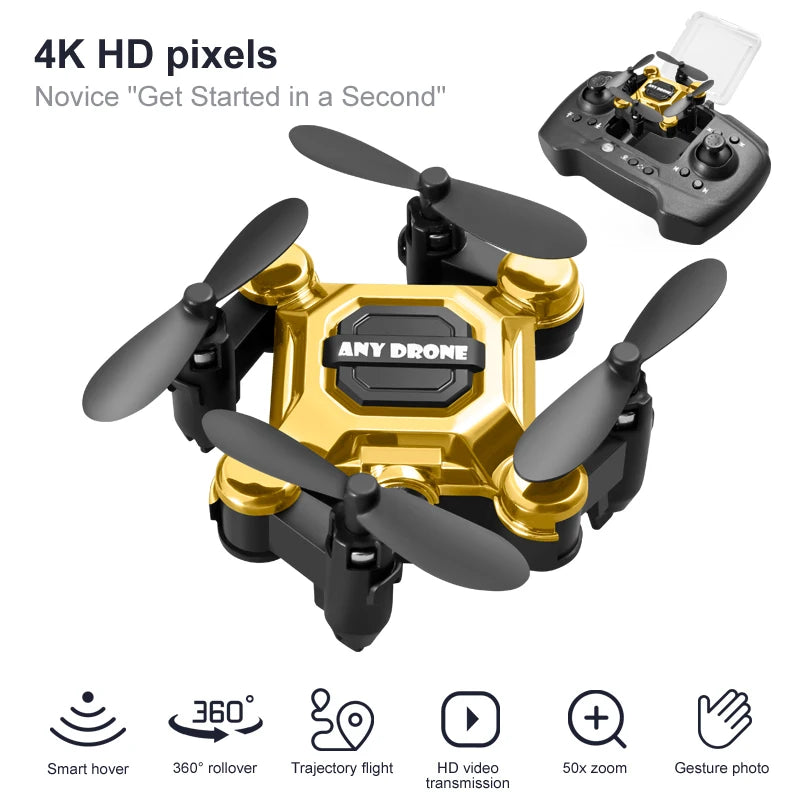 4K Mini Folding Remote Control Quadcopter Smart Suspension 360 Degree Rotating One Key Return Aerial RC Drone Toys For Kids Gift