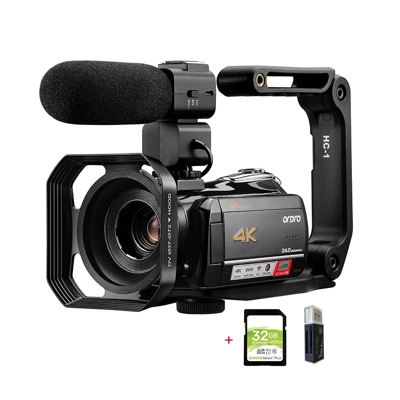 Video Camera 4K Professional for YouTube Live Streaming, Ordro AC5 12X Optical Zoom Full HD Blogger Camcorder Vlog Cameras