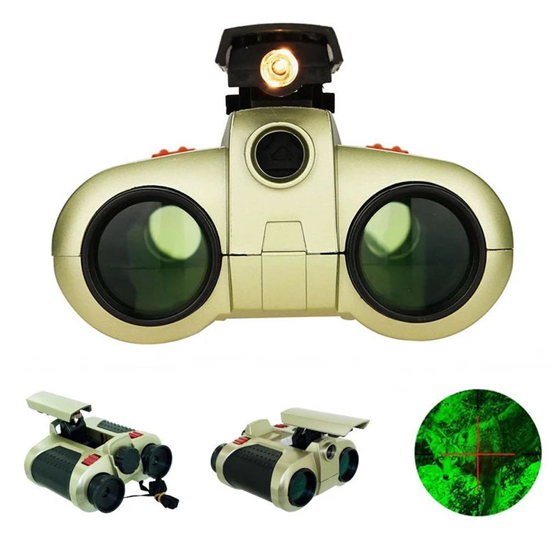 1pc Professional 4x30mm Night Vision Viewer Surveillance Spy Scope Binoculars Pop-up Light Hunting Telescope Scope Sports Living