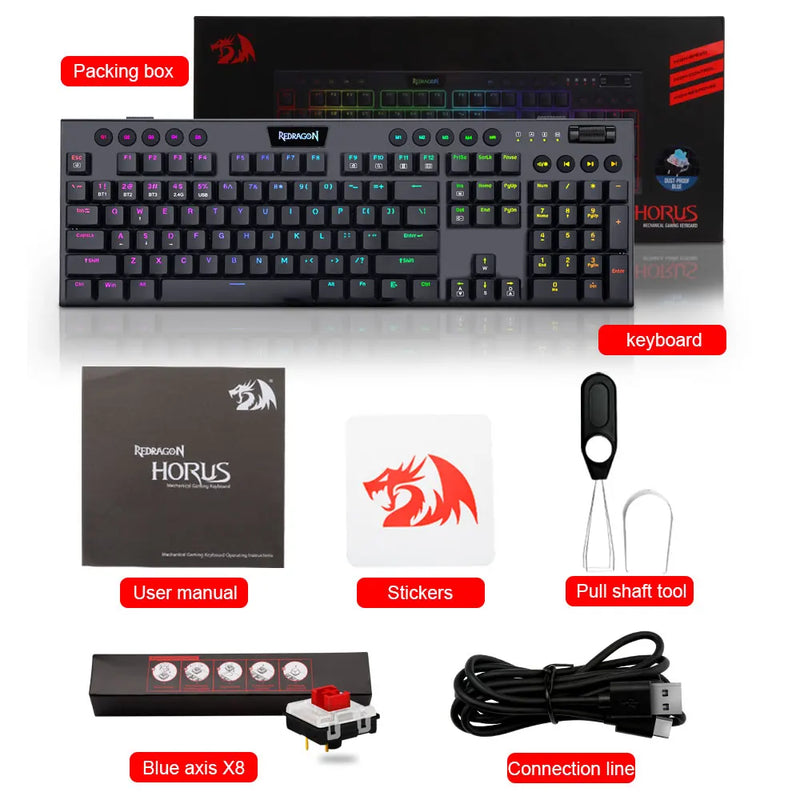 2025 K618 RGB support Bluetooth 5.0 wireless USB 2.4G 3 mode Mechanical Gaming Keyboard 104 Keys Compute PC