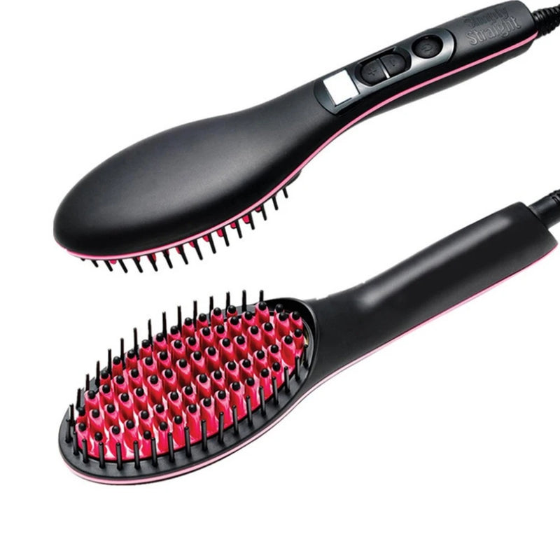 Portable Size Handheld lCD Display Ceramic Electric Hair Brush Fast Straightening irons Comb Degital Control