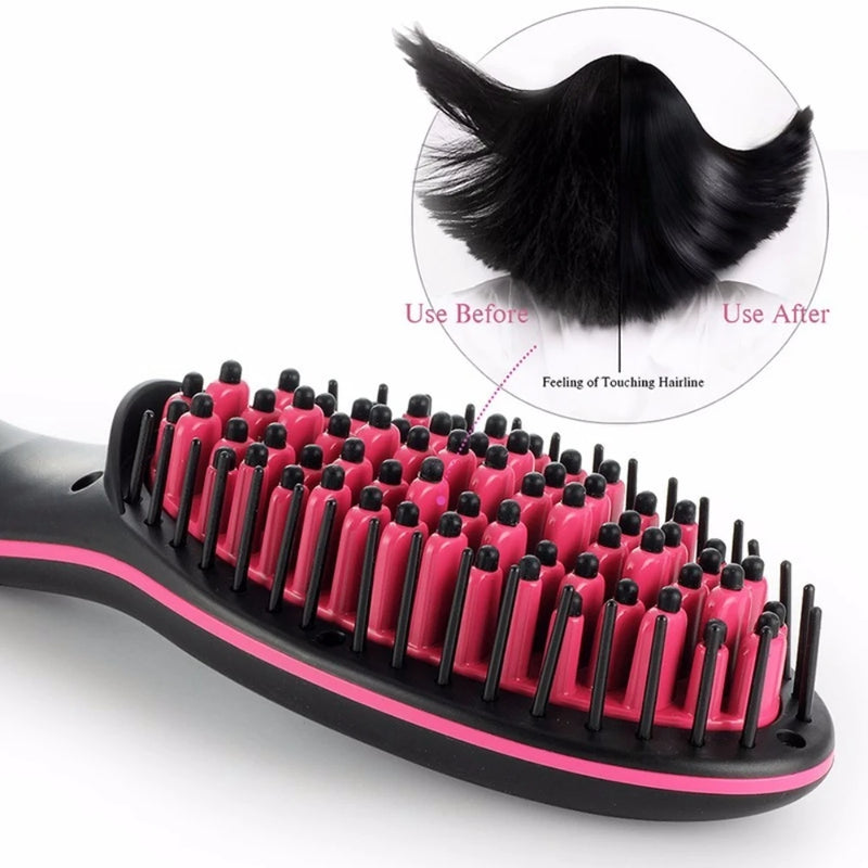 Portable Size Handheld lCD Display Ceramic Electric Hair Brush Fast Straightening irons Comb Degital Control