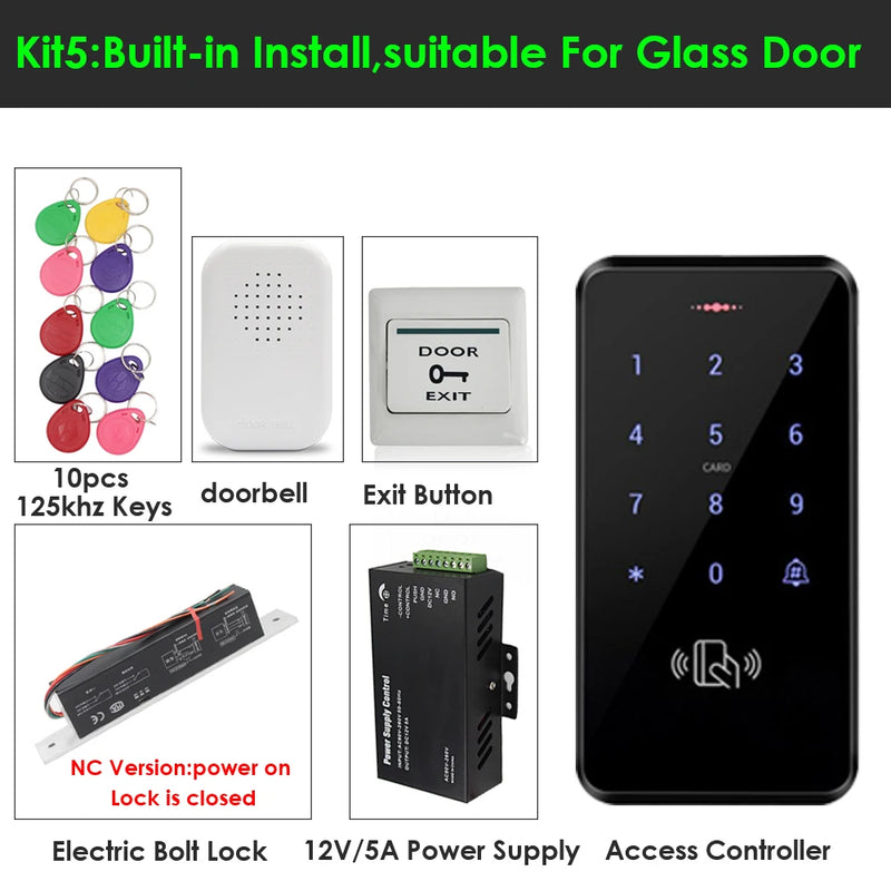 Waterproof 125KHZ Door Access Control System Kit RFID Touch Keypad Electric Magnetic Lock WG 26/34 3000 user with Access Power