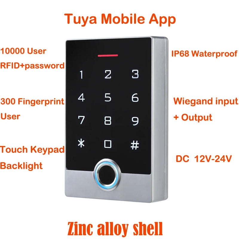 WIFI Tuya Smart Door Lock Waterproof Door Access Control System Standalone Keypad RFID Card Door Entry Access Controller