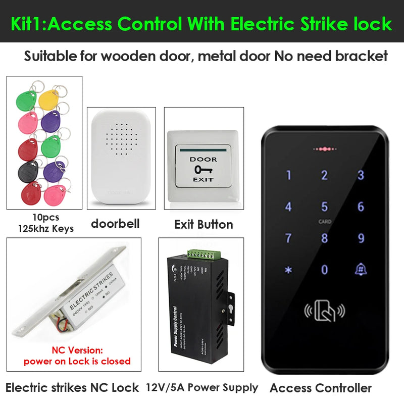 Waterproof 125KHZ Door Access Control System Kit RFID Touch Keypad Electric Magnetic Lock WG 26/34 3000 user with Access Power