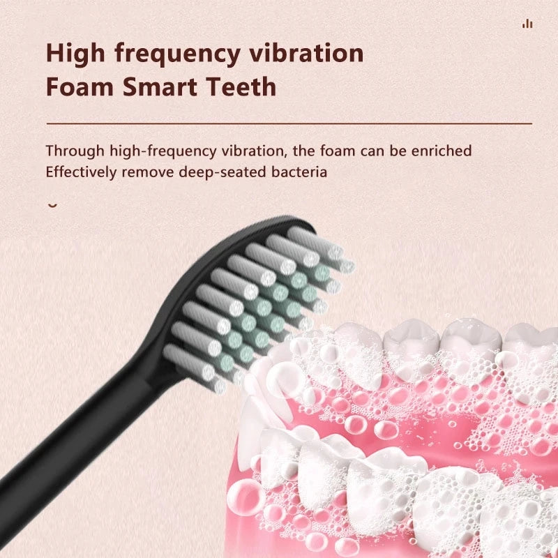 New N100 Sonic Electric Toothbrush Adult Timer Brush 6 Mode USB Charger Rechargeable Tooth Brushes Replacement Heads Set