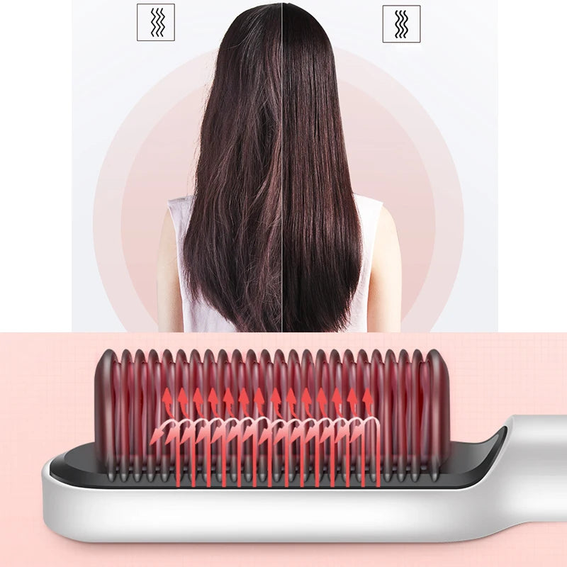 Professional Electric Hair Straightener Brush Heated Comb Straightening Combs Men Beard Hair Straight & Curly Styling Tools