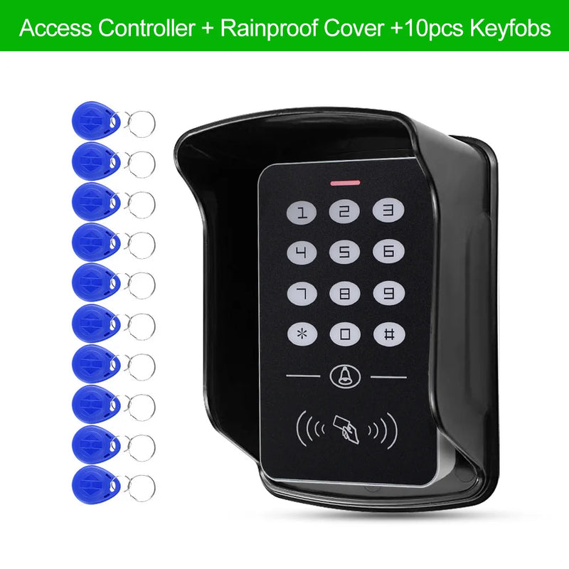 OBO Standalone Access Control Keypad RFID Keyboard System Waterproof Outdoor Cover 125KHz Controller Card Reader 10pcs Keyfobs