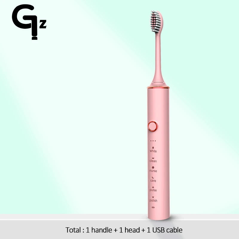 New N100 Sonic Electric Toothbrush Adult Timer Brush 6 Mode USB Charger Rechargeable Tooth Brushes Replacement Heads Set