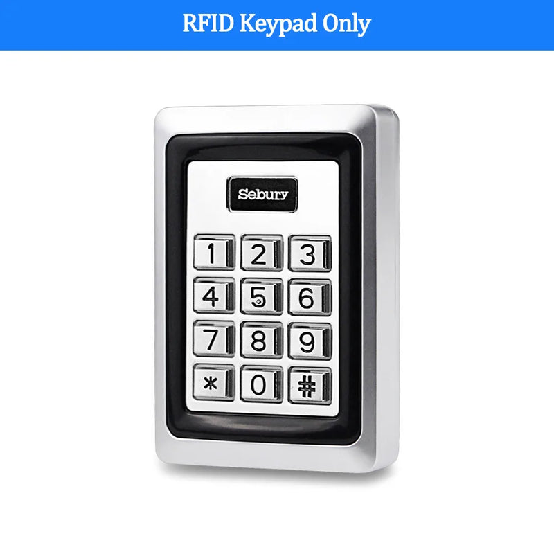 Sebury RFID Keyboard Metal Access Control Keypad Waterproof Cover Outdoor Door Opener Electronic Lock System 10pcs EM4100 Keyfob