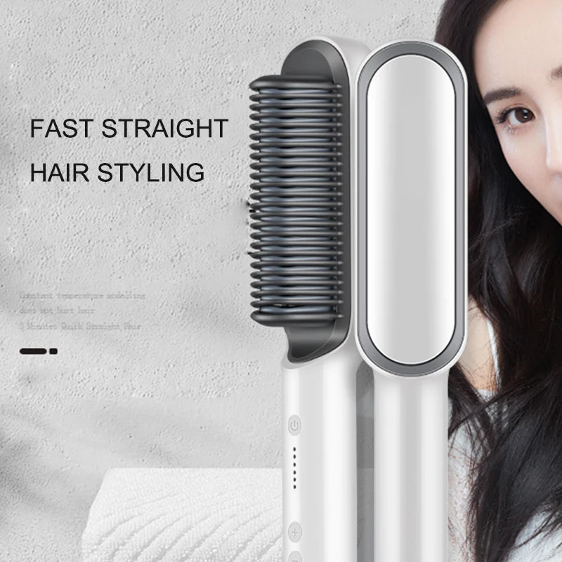 Professional Electric Hair Straightener Brush Heated Comb Straightening Combs Men Beard Hair Straight & Curly Styling Tools