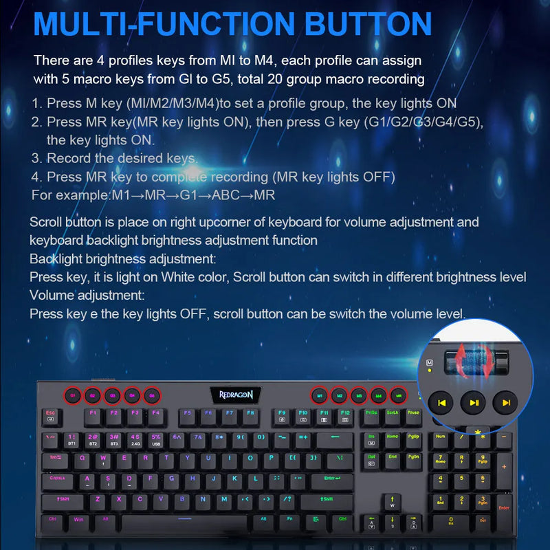 2025 K618 RGB support Bluetooth 5.0 wireless USB 2.4G 3 mode Mechanical Gaming Keyboard 104 Keys Compute PC