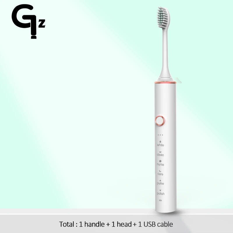 New N100 Sonic Electric Toothbrush Adult Timer Brush 6 Mode USB Charger Rechargeable Tooth Brushes Replacement Heads Set