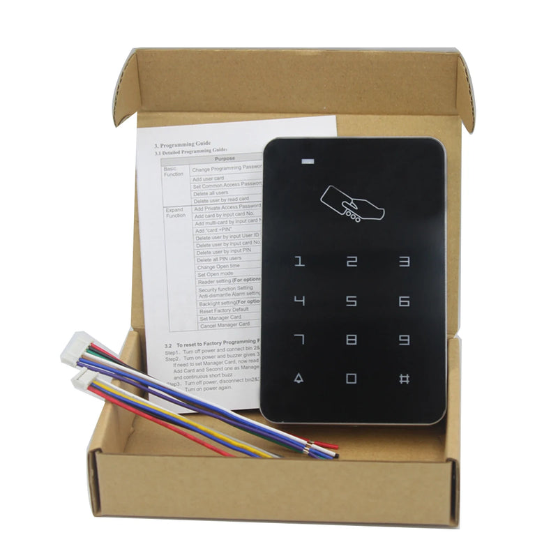 125Khz RFID Standalone Access Controler 13.56Mhz Card Reader Keypad Wiegand input Door Lock 1000 User Backlight Touch