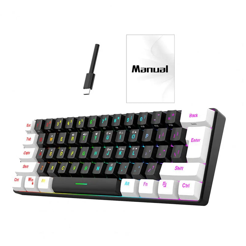 Wired Mechanical Gaming Keyboard RGB Light Design 61 Keys Compact Design Lightweight Computer Keyboard