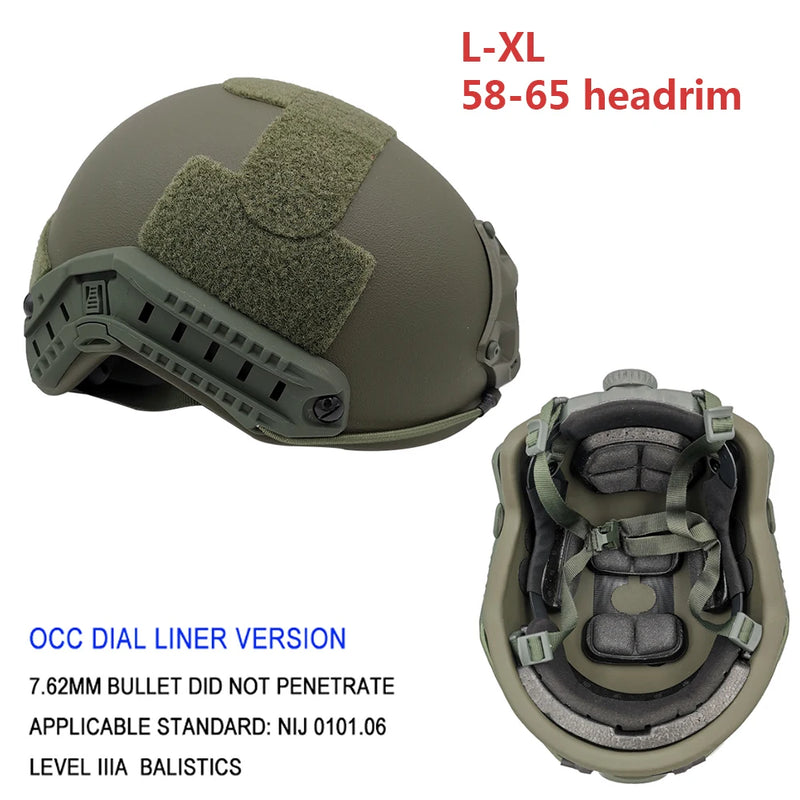 LPRED FAST HDPE NIJ IIIA High Cut Ballistic Wendy Helmet XP Cut Bulletproof Helmet Dial Liner Green Color level BR1