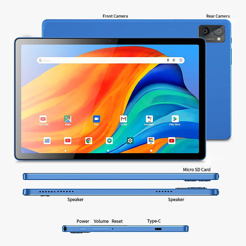 【NEW】BDF Y7  Max Android 12 Tablet 10.1" HD+ 90Hz Display TÜV Rheinland T616 Octa Cpu 8GB RAM 256GB ROM 8000mAh 18W 4G LTE Tab