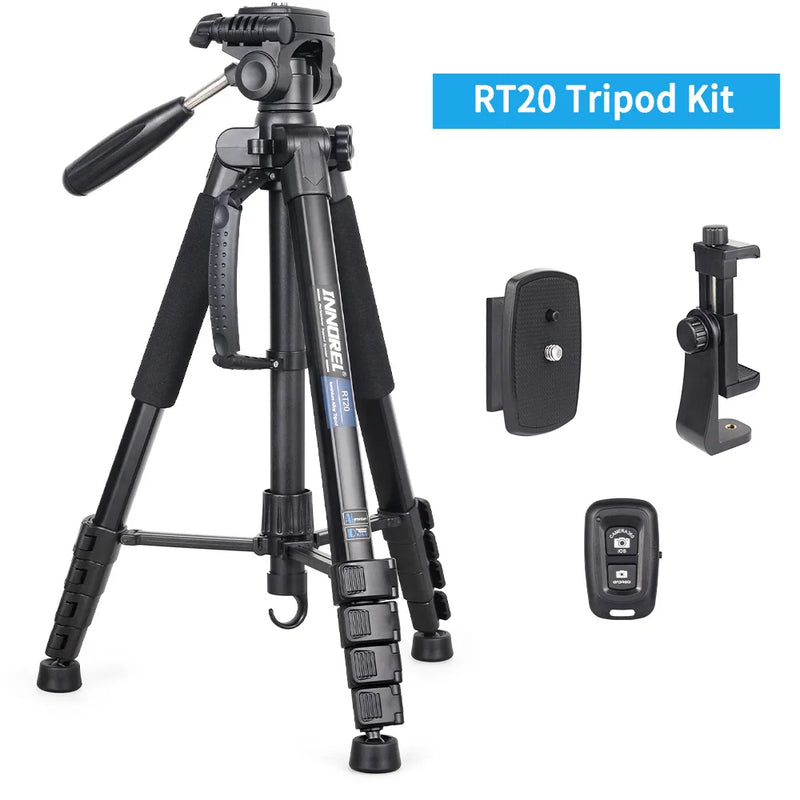 INNOREL RT20 184cm Height Camera Tripod Lightweight Travel Professional Stand for DSLR Cellphone Camcorder Gopro Fill-in Light