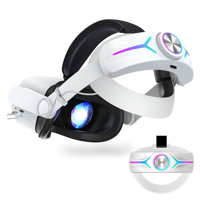 For Meta Quest 2 VR Headset Strap with RGB LED Backlight Alternative Head Strap 8000mAh Rechargeable Battery VR Accessories