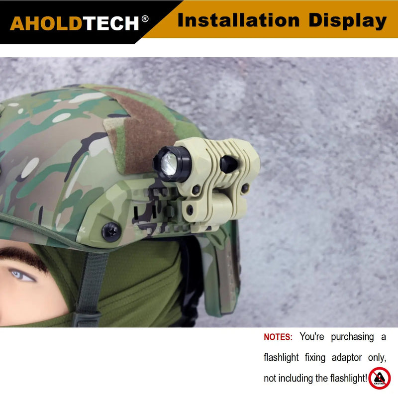 Aholdtech FA02 25mm Multi-Angle Flashlight Holder Tactical Helmet Light Clamp Mounted On Fast Bulletproof Helmet Rail