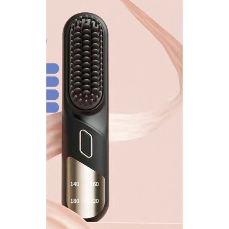 Electric LCD Usb Ceramic Heating Straight Hair Comb Wireless Portable Negative Ion Styling Tool Rechargeable Straightening Brush