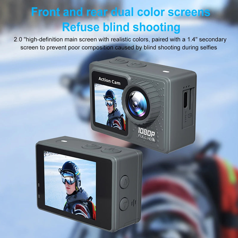 WiFi Action Camera 30m Waterproof Exercise Video Recorder 120° Wide Angle Underwater Camera with Accessories