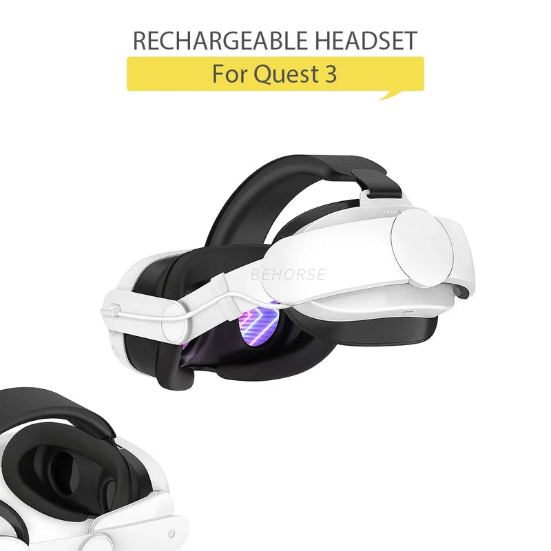 Rechargeable Head Strap for Oculus Quest 3 VR Headset with 6000mAh Battery Fast Charging Elite Strap for Quest 3 Accessories