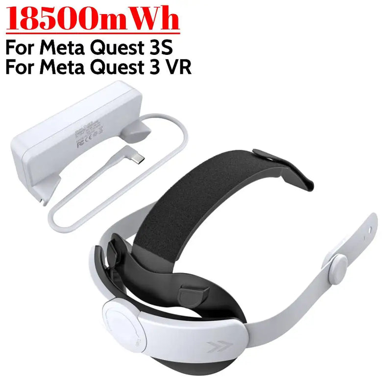 Adjustable Head Strap 18500mWh Battery Balanced Weight Distribution Comfort VR Strap VR Head Band for Meta Quest 3S for Quest 3