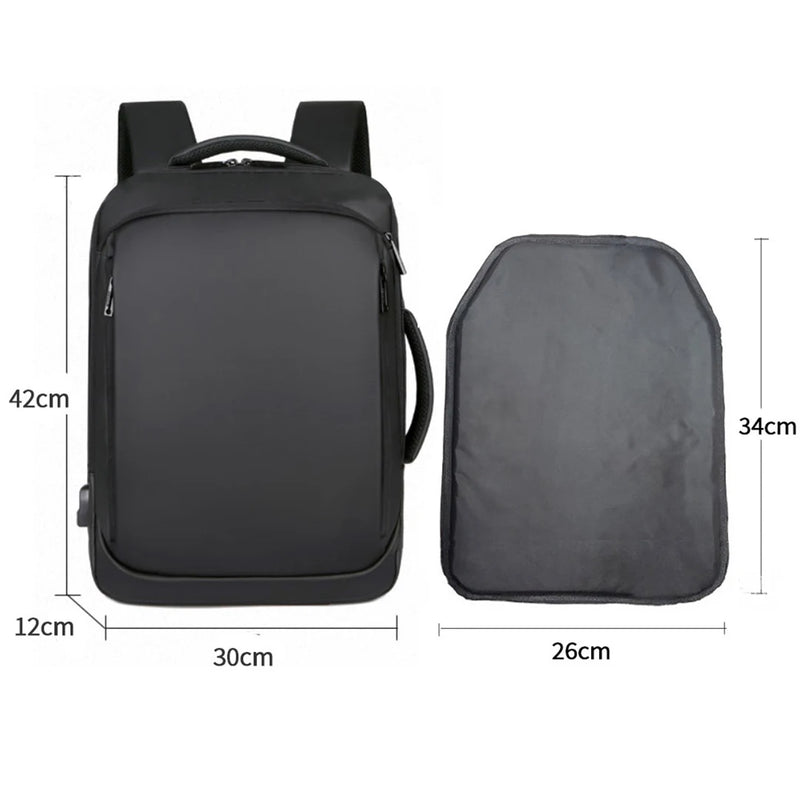 Bulletproof Backpack For Men Level II Stand Alone Ballistic Panel Men Protective Travel Backpack Large Capacity bag