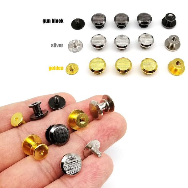 10pc High Quality Solid Brass Flat Round Head Screwback Chicago Screw Back Nail Rivet Stud Spot for Leather Craft Bag Belt Strap