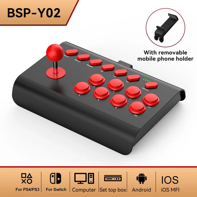 NEW BSP-Y02 For switch For PS3/PS4 Arcade game rocker Bluetooth Wireless Wired Controller for TV PC IOS Android Steam Joystick