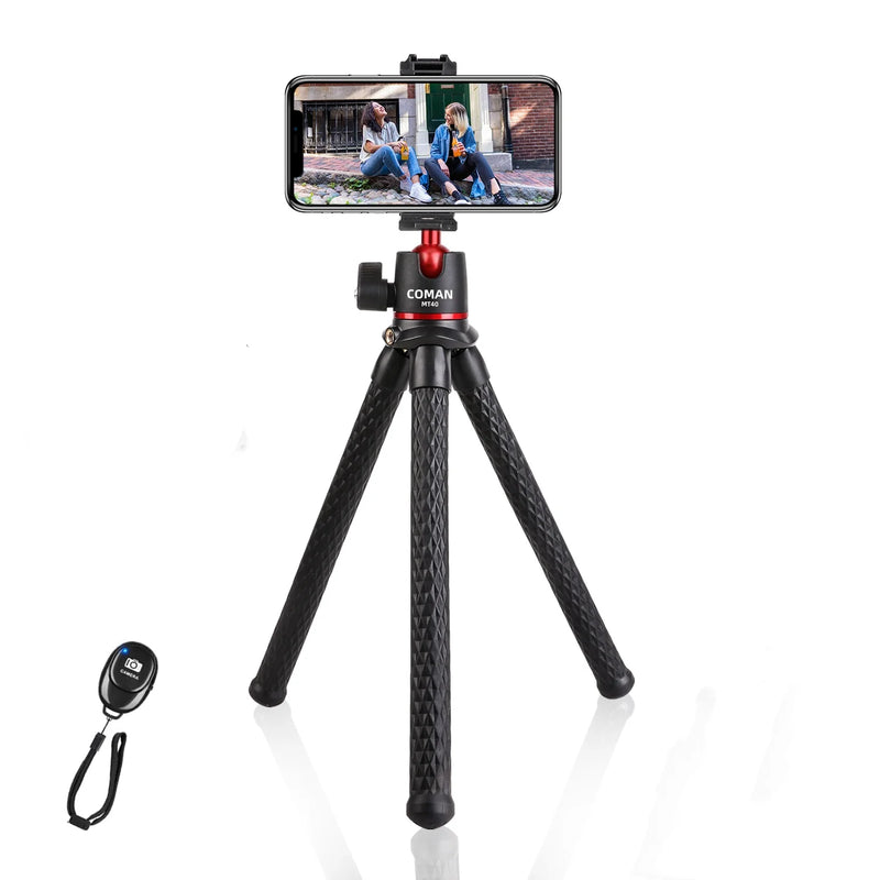 COMAN MT-40 Mini Octopus Flexible Tripod For Phone DSLR Camera Stand With Remote Control For iPhone 15 14 Pro Max Phone Holder