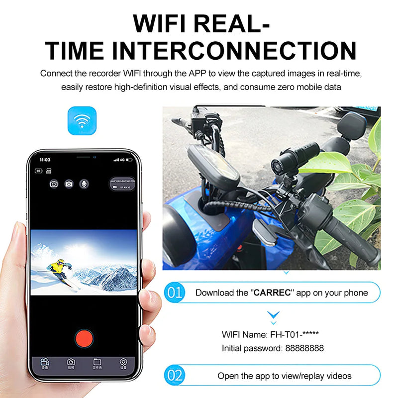 Action Camera HD 1080P Camcorder Bike Motorcycle Helmet Camera Outdoor Waterproof WiFi Sport Cam DV Car Video Recorder Cameras