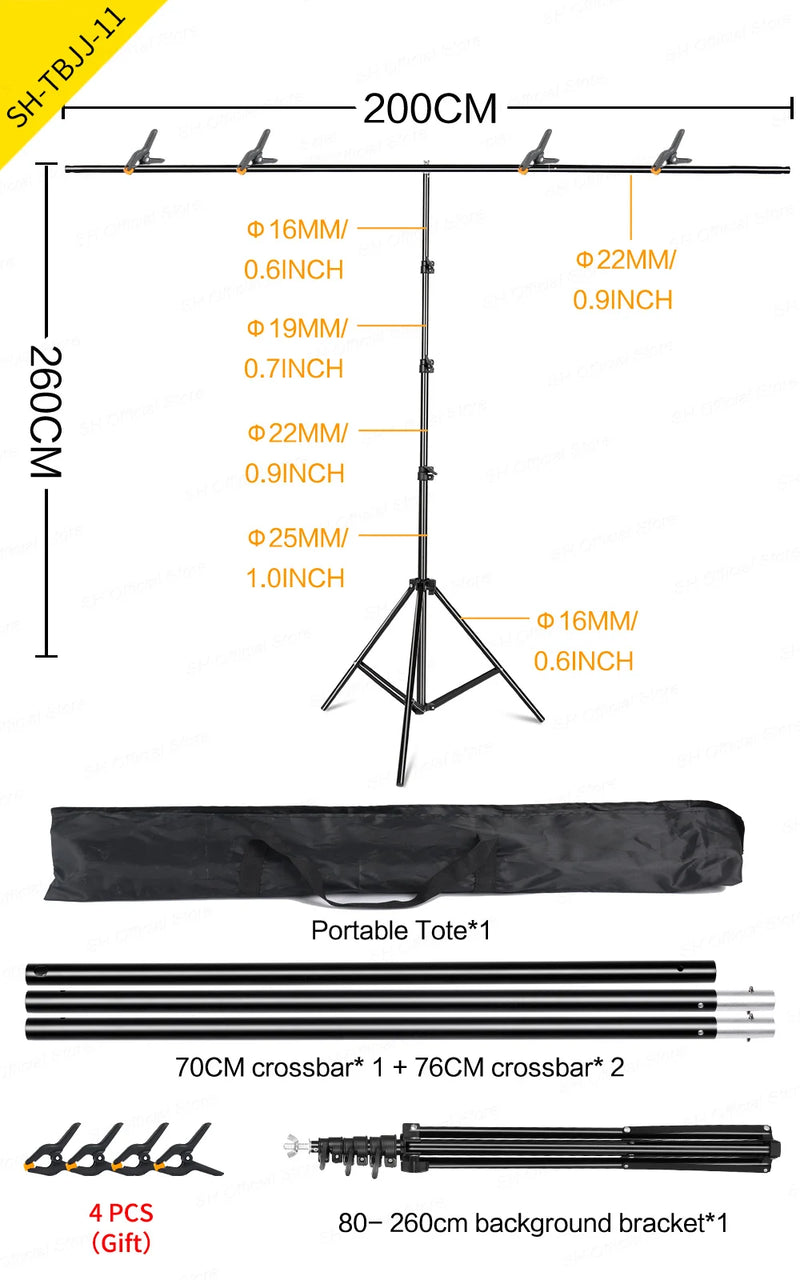 SH Photography1.5*2/2*2M T-Shape Backdrop Background Stand Frame Support System Kit For Photo Studio Video Chroma Key With Party