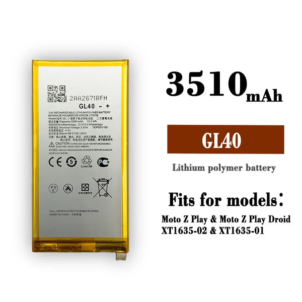 GL40 Latest Battery For Motorola Moto Z Play Droid XT1635 XT1635-01 XT1635-02 XT1635-03 SNN5974A High Quality Lithium Batteries