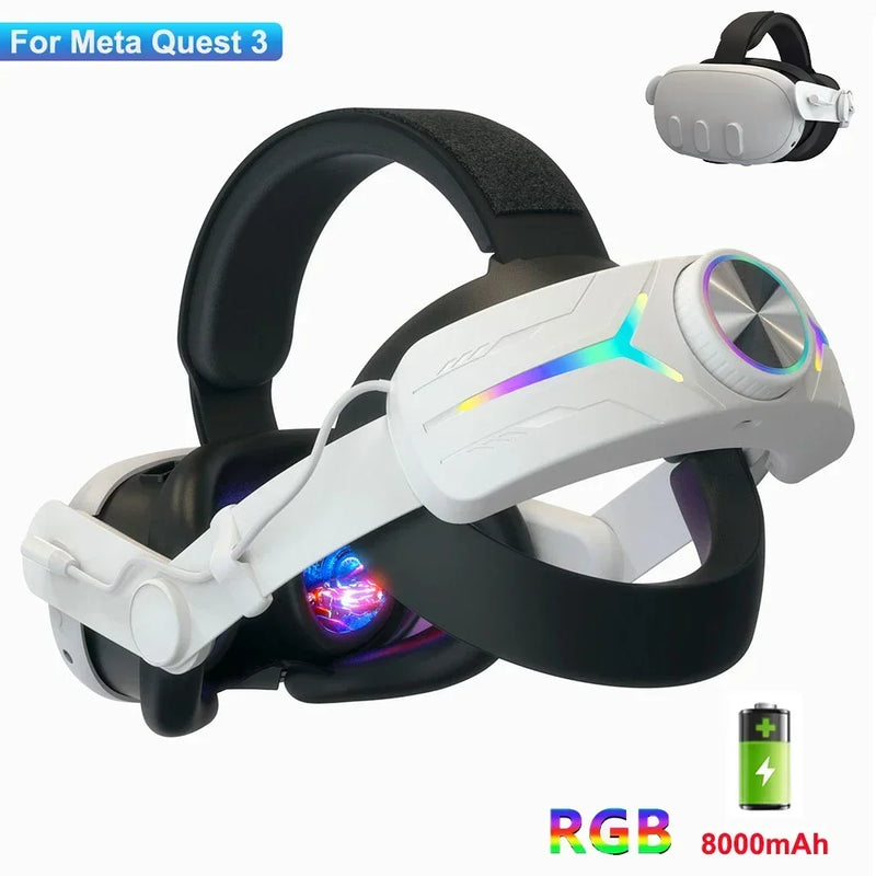 Head Strap whith Battery For Meta Quest 3/Quest 3S VR Headset Charging Built-In 8000mAh Batteries RGB Elite Strap Accessories